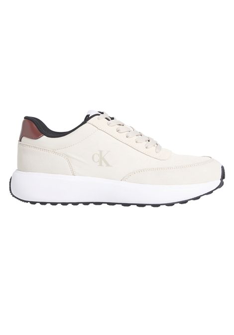 Scarpe Calvin Klein Athleisure Runner LaceUp Mix Beige Uomo CALVIN KLEIN | Sneakers | YM0YM01195-0GF